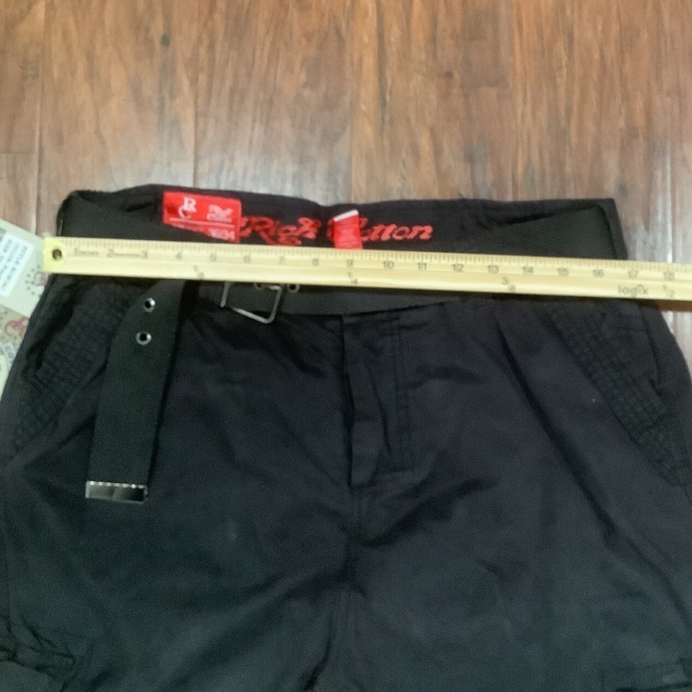 Cargo Belted Black Multi Pocket Pants 36x34 Grunge Y2K Skate Tactical NWT - Picture 3 of 4